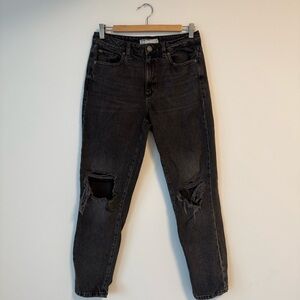 Garage Black Distressed Mom Jeans